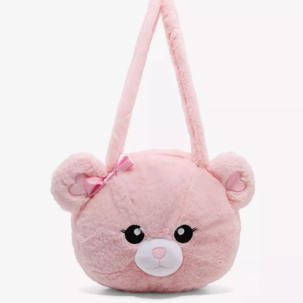 Big Face Bear Tote Pink Bag NWT